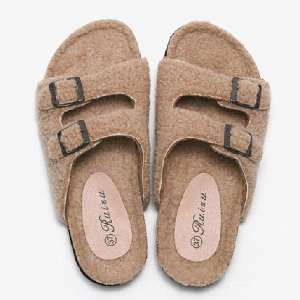 Women's Casual Beach Shoes Warm Buckle Slippers - EnigmaParis