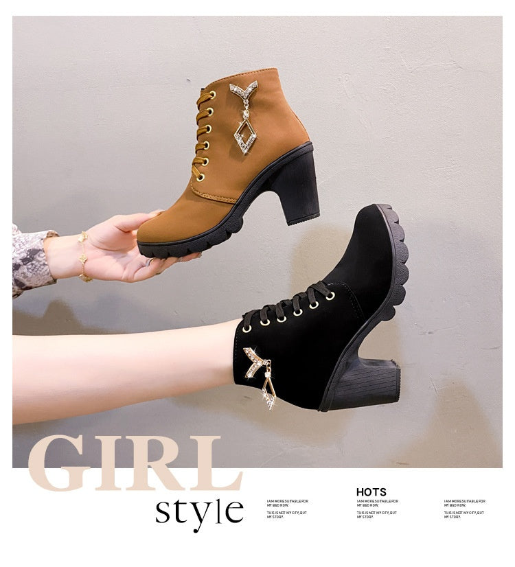 Rubber New Personalized Versatile High Heel Boots.