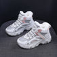 Fashion Black White Lace-up Sneakers Winter Warm All-match Plush Shoes Women Plus Velvet Fleece Flat High-top Sports Shoes - EnigmaParis