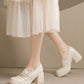 Women's Bow Tie Gentle Style Mary Jane High Heels
