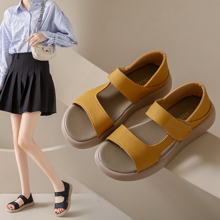 Women’s Flat Sandals: Simple Toe, Thick Bottom, Fairy Style - EnigmaParis