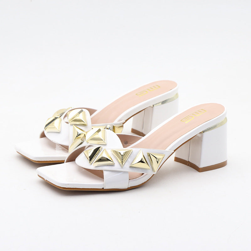 Chunky Heel Sandals: Simple & Stylish | Open Toe, Square Head Design, Outdoor Sandals - EnigmaParis