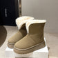 Winter Warm Snow Boots New Fashion Foldable Fleece Cotton Shoes For Women Plus Velvet And Thickened Plush Ankle Boots - EnigmaParis