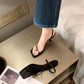 French Style Thin Strap Square Toe High Heels Flip Toe