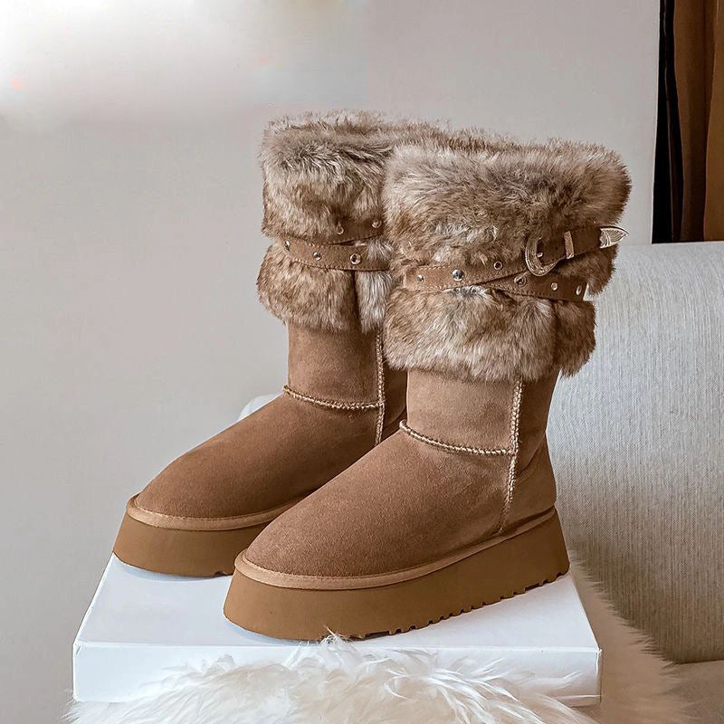 Northeast Snow Winter Fleece-lined Platform Cotton-padded Boots - EnigmaParis