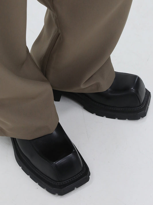 Fashion Woman's Big Head Square Head Leather Shoes with Thick Sole - Casual and Stylish Footwear - EnigmaParis