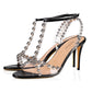 Ladies Metal Studded Large Size BuckleToe Slingback Stiletto Sandals