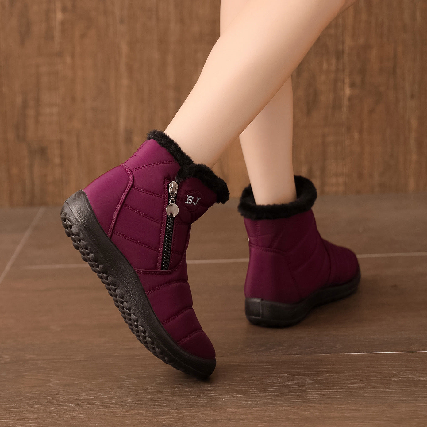 Side Zipper Mid-calf Widened Waterproof Plus Size Snow Boots - EnigmaParis