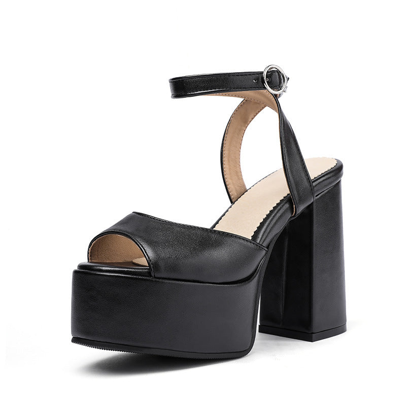 Women's Plus Size Chunky Heel High Heel Sandals.