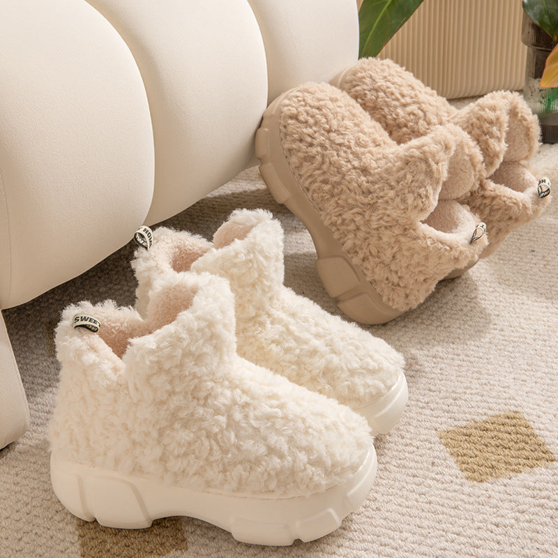 Winter Cashmere Snown Boots With 6cm Platform Warm Plus Velvet High-top Fleece Cotton Shoes Women Outdoor Indoor House Plush Shoes - EnigmaParis