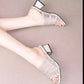 Women's Colored Diamond Breathable Mesh Mid-heel Sandals And Slippers
