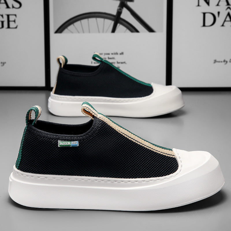 Men's Loafers: All-Match Flying Woven, Breathable Mesh, Thick-Soled