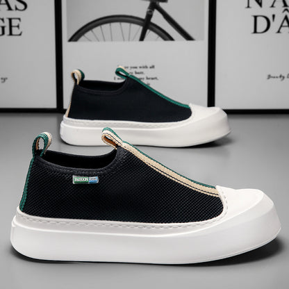 Men's Loafers: All-Match Flying Woven, Breathable Mesh, Thick-Soled