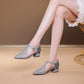 Summer New Thick Heel Pointed Mesh Rhinestone High Heels