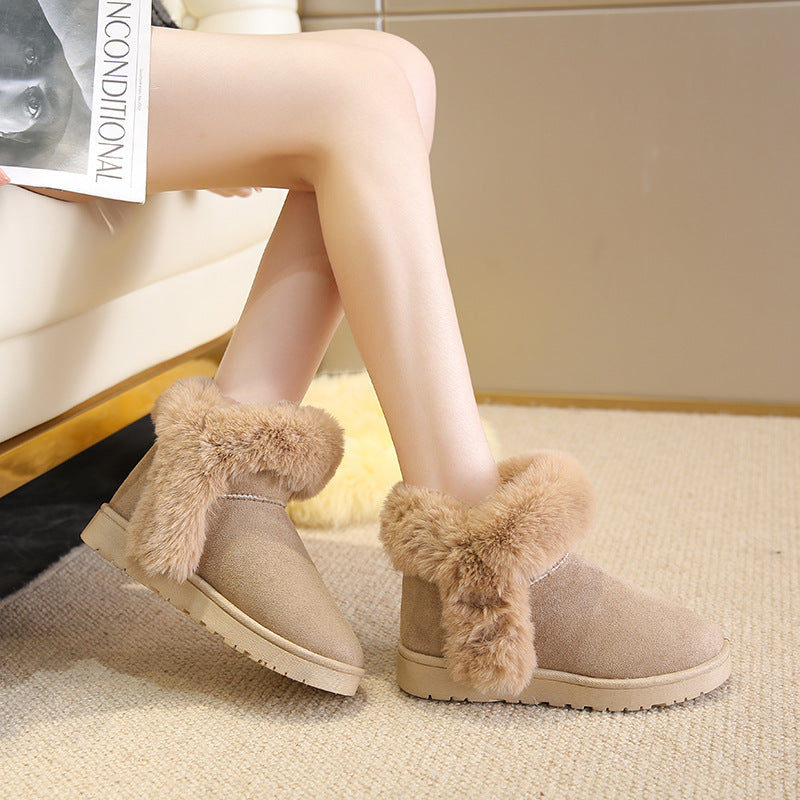 Snow Boots For Women Students Winter Warm Slip On Fluffy Platform Comfy Fleece Ankle Boots Non-slip Plush Cotton Shoes - EnigmaParis