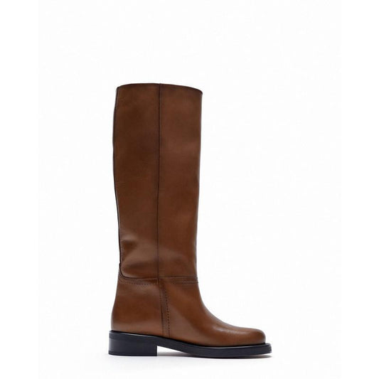 Women's Shoes Brown Vintage Cow Leather High Boots