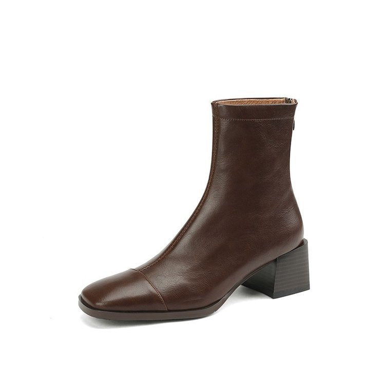 Women's Chunky Heel Short Boots Autumn And Winter French Retro - EnigmaParis