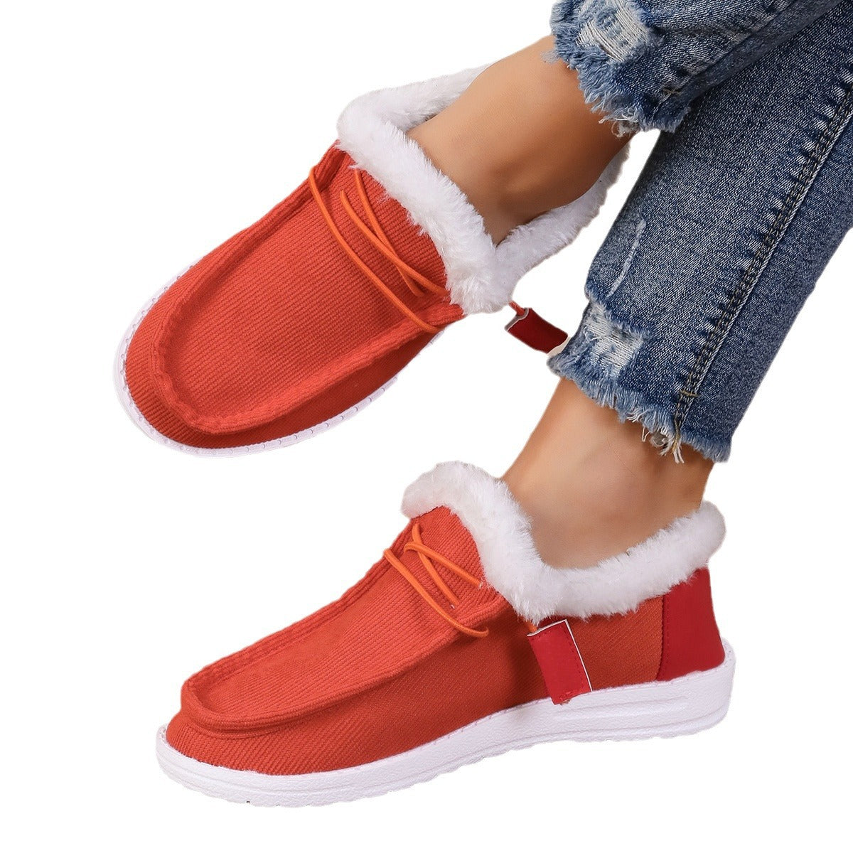 Women's Round Head Lace Plus Velvet Warm Shoes - EnigmaParis