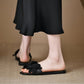 Women'S Stylish Black Strappy Sandals - Elegant Low-Heel, Open-Toe, Slip-On with Floral Accents, Perfect for Summer, Summer Footwear | Floral Accent Sandals | Synthetic Upper, Sandals