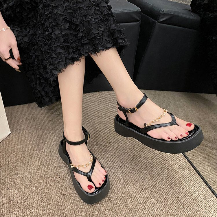 Trendy 2024 Summer Sandals for Women | Vintage Pearl Toeless Shoes - EnigmaParis