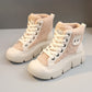 Lace-up High-top Flat Shoes For Women Winter Warm Cashmere Snow Boots Fashion Street Campus Students Height Increasing Shoes - EnigmaParis