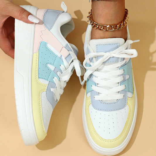 Trendy Fashion Platform Sneakers Soft Bottom Comfortable Lace-up Outdoor Casual Flat Shoes.
