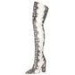 Women's Plus Size Pointed Snakeskin High Over-The-Knee Boots.