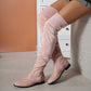 Fashion Over-the-knee Boots For Women Suede Stitching Low-heeled Long Boots With Side Zipper Design Party Shoes Winter - EnigmaParis