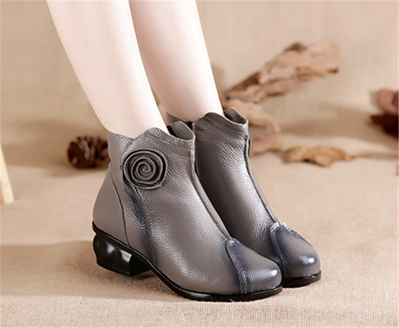 Ethnic Style Fleece-lined Vintage Warmth Retention Material Women's Boots