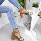Women's Sandals With Block Heel And Color Block Buckle