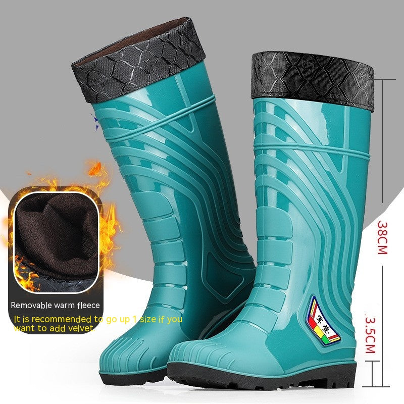 Mid-calf Rubber Fashion Rain Boots Men's Outdoor Fleece-lined - EnigmaParis