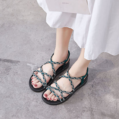 Rhinestone Strap Toe Sandals Women Summer New Style Korean Version