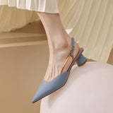 French Satin Temperament Low Heel Toe Sandals