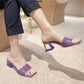 Spring and Summer Women's Fashionable Transparent Crystal High Heels - New Chunky Heel Square Toe Retro Footwear - EnigmaParis