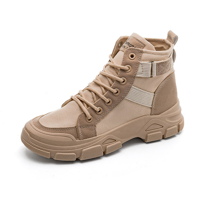 Martin Boots Female Student All-matching Knight Short High-top Booties Chic Canvas Shoes - EnigmaParis