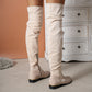 Fashion Over-the-knee Boots For Women Suede Stitching Low-heeled Long Boots With Side Zipper Design Party Shoes Winter - EnigmaParis