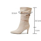 Women's Plus Size Wrinkled Suede Stiletto Heel Boots - EnigmaParis