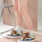 Patchwork-Boardschuhe aus Denim-Canvas mit Kuhmuster