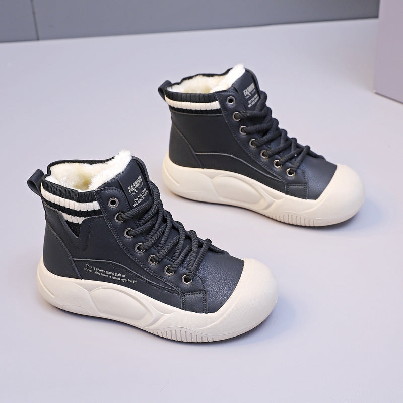 Women's Autumn And Winter Fleece-lined High-top Casual Shoes - EnigmaParis