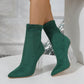 New Crystal Heel Boots Fashion High-heeled Party Shoes For Women Elastic Mid-calf Slim-foot Boots Autumn And Winter - EnigmaParis