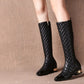 High-top Handsome Plaid Cowhide Boots Women British Style