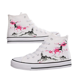 Ink Bamboo High-Top Canvas Sneakers - Couples' Ethnic Leisure Shoes